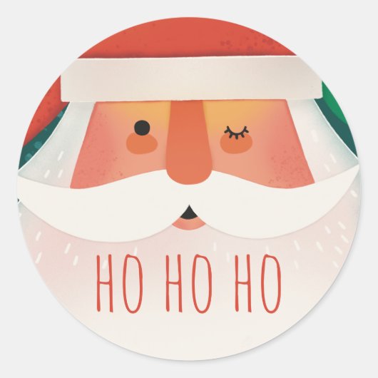 Grappige Kerstman | Schattige Kerst Ho Ho Ho Kinde Ronde Sticker (Voorkant)