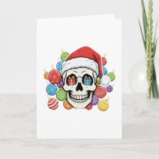 Grappige Kerstman Schedel Gotische Kerstversiering Kaart (Voorkant)