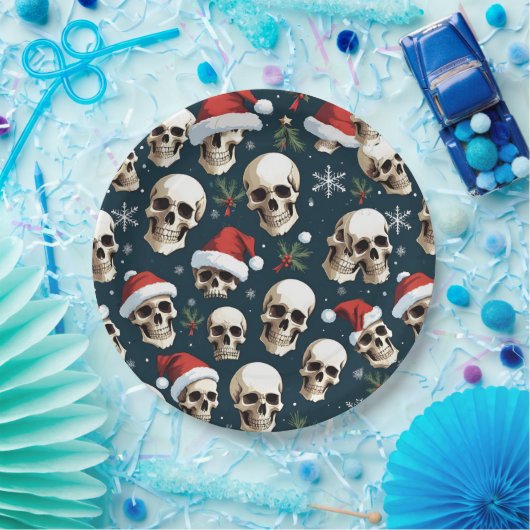 Grappige Kerstman schedels in Santa Hats Papieren Bordje (Feest)