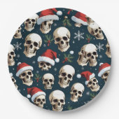 Grappige Kerstman schedels in Santa Hats Papieren Bordje (Voorkant)