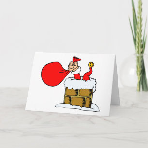 Grappige Kerstman Schoorsteen Humor Vakantie Feestdagen Kaart
