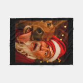 Grappige Kerstman Selfie Rendier Mannen Vrouwen Ki Fleece Deken (Voorkant (Horizontaal))