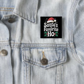 Grappige Kerstman Sinterklaas Favoriete Ho Stoute Vierkante Button 5,1 Cm (In situ)