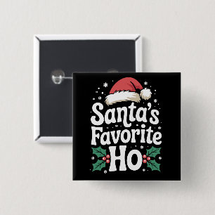 Grappige Kerstman Sinterklaas Favoriete Ho Stoute  Vierkante Button 5,1 Cm
