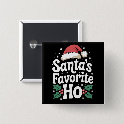 Grappige Kerstman Sinterklaas Favoriete Ho Stoute Vierkante Button 5,1 Cm (Voorkant /achterkant)