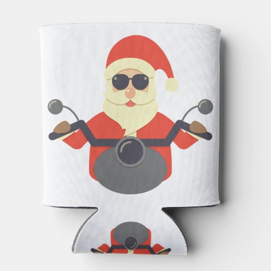 Grappige Kerstman Sinterklaas Motorfiets Biker Har Blikjeskoeler (Achterkant)