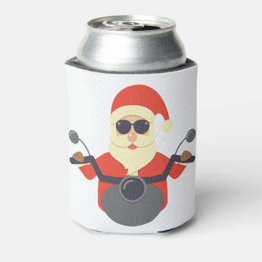 Grappige Kerstman Sinterklaas Motorfiets Biker Har Blikjeskoeler (Blikje Achterkant)