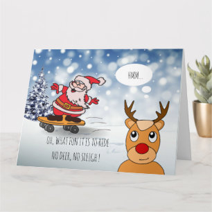 Grappige Kerstman Skateboard Kerst Humor Winter Kaart