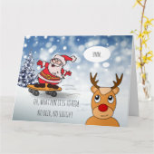 Grappige Kerstman Skateboard Kerst Humor Winter Kaart (Gele Bloem)