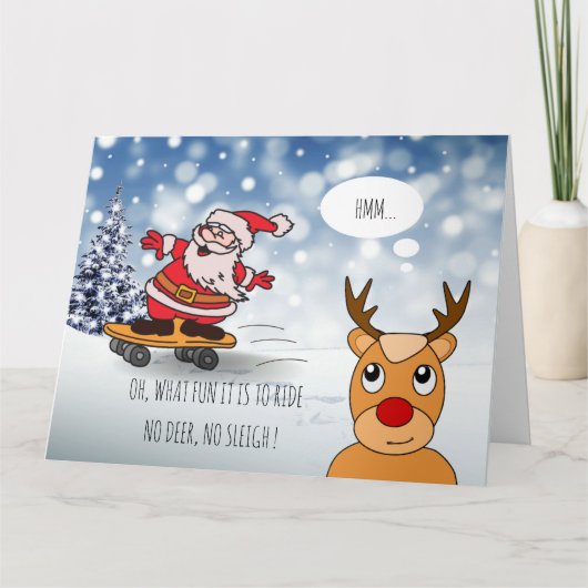 Grappige Kerstman Skateboard Kerst Humor Winter Kaart (Voorkant)