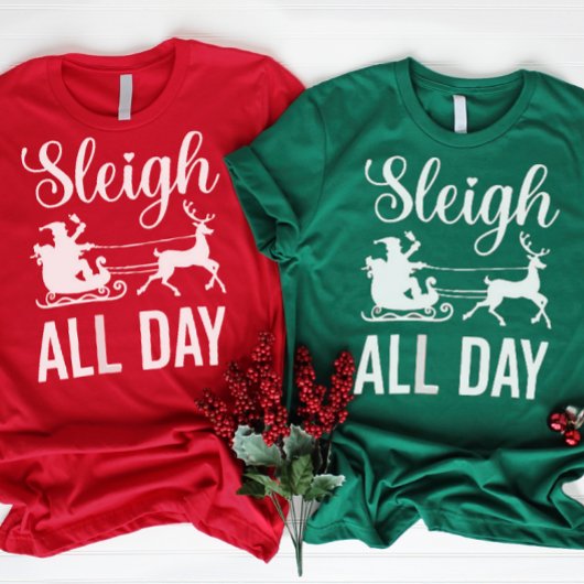 Grappige Kerstman Sleigh de hele dag T-shirt