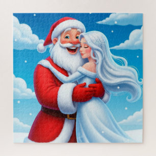 Grappige Kerstman Sneeuwkoningin Scene Voor Kerst  Legpuzzel
