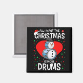 Grappige Kerstman Sneeuwman Drummer Drums Percussi Magneet (Voorkant / Achterkant)