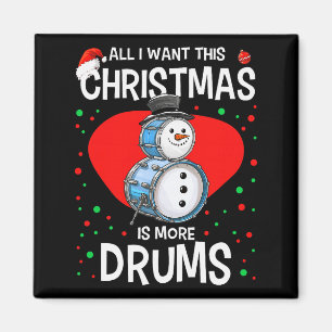 Grappige Kerstman Sneeuwman Drummer Drums Percussi Magneet