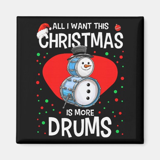 Grappige Kerstman Sneeuwman Drummer Drums Percussi Magneet (Voorkant)