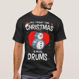 Grappige Kerstman Sneeuwman Drummer Drums Percussi T-shirt