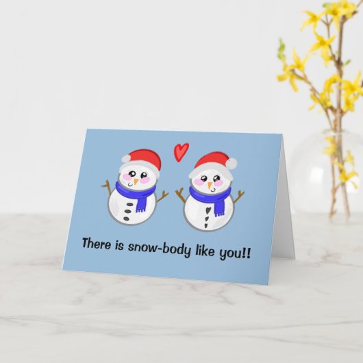 Grappige Kerstman sneeuwman grap   Kaart (Gele Bloem)