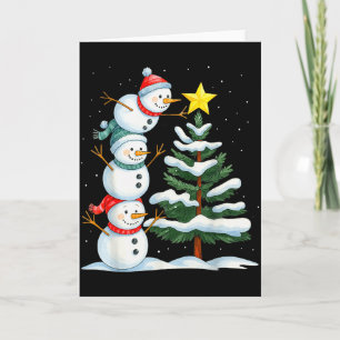 Grappige Kerstman Sneeuwman Topper Boom Vakantie F Kaart