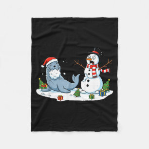 Grappige Kerstman Sneeuwman Zeeleeuw Kerstmannen D Fleece Deken