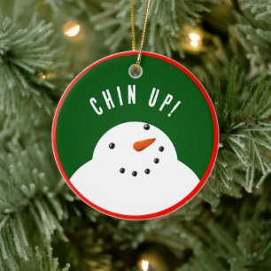 Grappige Kerstman Sneeuwpop Keramisch Ornament