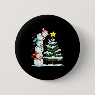 Grappige Kerstman Sneeuwpop Topper Boom Vakantie F Ronde Button 5,7 Cm