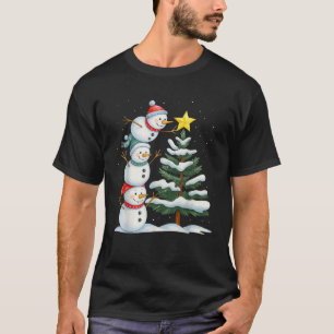 Grappige Kerstman Sneeuwpop Topper Boom Vakantie F T-shirt