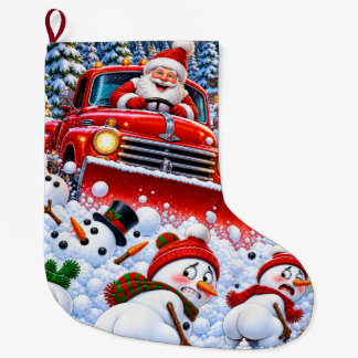 Grappige Kerstman Sneeuwschuiver Poepende Sneeuwma Grote Kerstsok