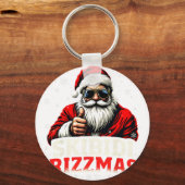 Grappige Kerstman Snowboard Kerstvakantie Skibidi Sleutelhanger (Voorkant)