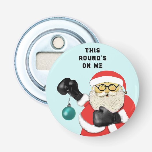 Grappige Kerstman-sokvuller flessenopener Button Flesopener (Voorkant)