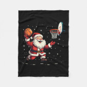 Grappige Kerstman speelt basketbal vrolijk kerstfe Fleece Deken (Voorkant)