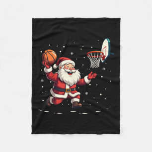 Grappige Kerstman speelt basketbal vrolijk kerstfe Fleece Deken