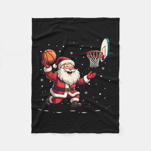Grappige Kerstman speelt basketbal vrolijk kerstfe Fleece Deken (Voorkant)