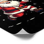 Grappige Kerstman speelt basketbal vrolijk kerstfe Poster (Hoek)