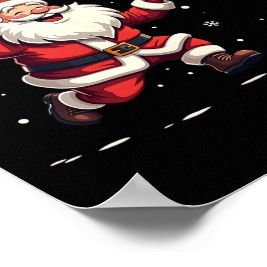 Grappige Kerstman speelt basketbal vrolijk kerstfe Poster (Hoek)