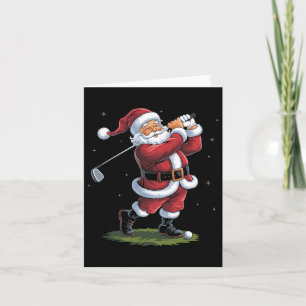 Grappige Kerstman speelt golf Kerstverlichting Xm Kaart