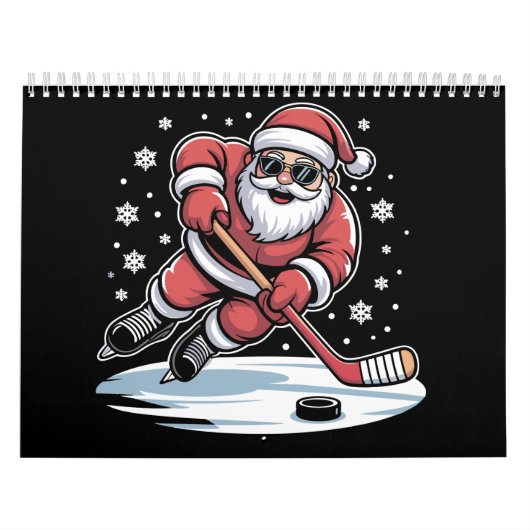 Grappige Kerstman speelt ijshockey Kerstmis Kalender (Hoes)