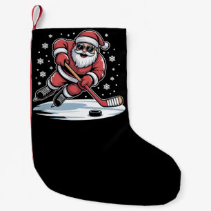 Grappige Kerstman speelt ijshockey Kerstmis Kleine Kerstsok