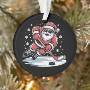Grappige Kerstman speelt ijshockey Kerstmis Ornament