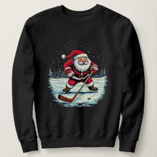 Grappige Kerstman speelt ijshockey, Kerstmis Trui