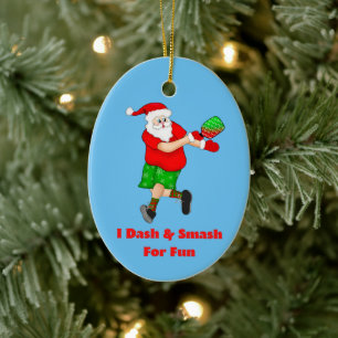 Grappige Kerstman Speelt Pickleball Ik Sprint & Sm Keramisch Ornament