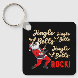 Grappige Kerstman Spelen Gitaar Kerstmis Sleutelhanger