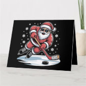 Grappige Kerstman spelen ijshockey Kerstmis Kaart (Voorkant)