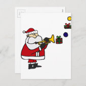 Grappige Kerstman Spelen Trompet Feestdagenkaart (Voorkant / Achterkant)