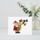 Grappige Kerstman spelen Tuba Christmas Art Feestdagenkaart (Staand voorkant)
