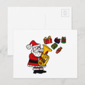 Grappige Kerstman spelen Tuba Christmas Art Feestdagenkaart (Voorkant / Achterkant)
