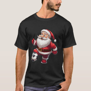 Grappige Kerstman Spelen Voetbal Football Kerstmis T-shirt