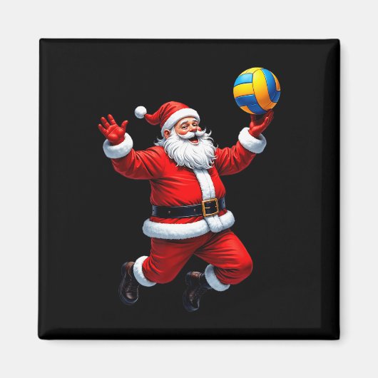 Grappige Kerstman spelen Volleybal Kerstverlichtin Magneet (Voorkant)