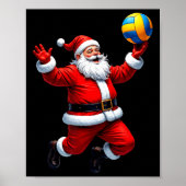 Grappige Kerstman spelen Volleybal Kerstverlichtin Poster (Voorkant)