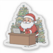 Grappige Kerstman Sticker – “Inbox Vol, Cacao Leeg (Voorkant)