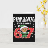 Grappige Kerstman Stop 67 Peperkoek Zes Zeven Meme Kaart (Gele Bloem)